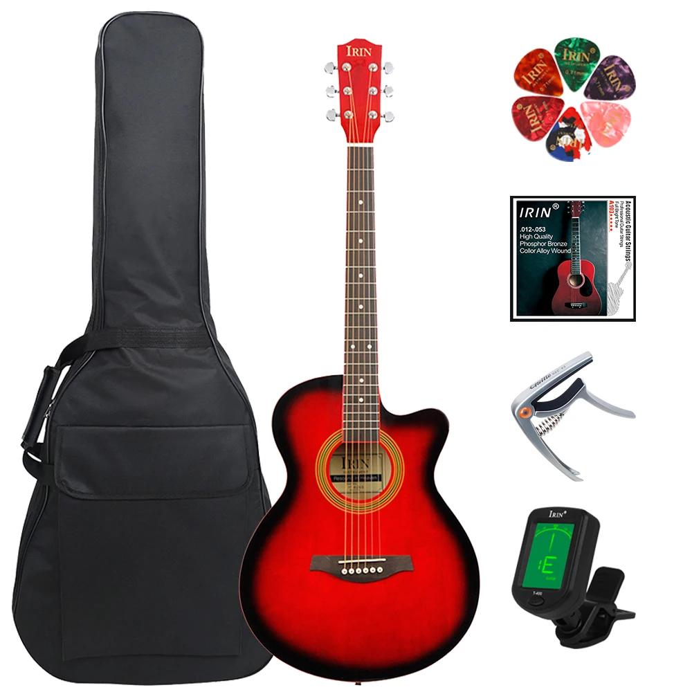 IRIN 40 Inch Acoustic Guitar 6 Strings 21 Frets Rosewood Body Folk Guitar Guitarra With Tuner Bag Capo Guitar Parts & Accessory