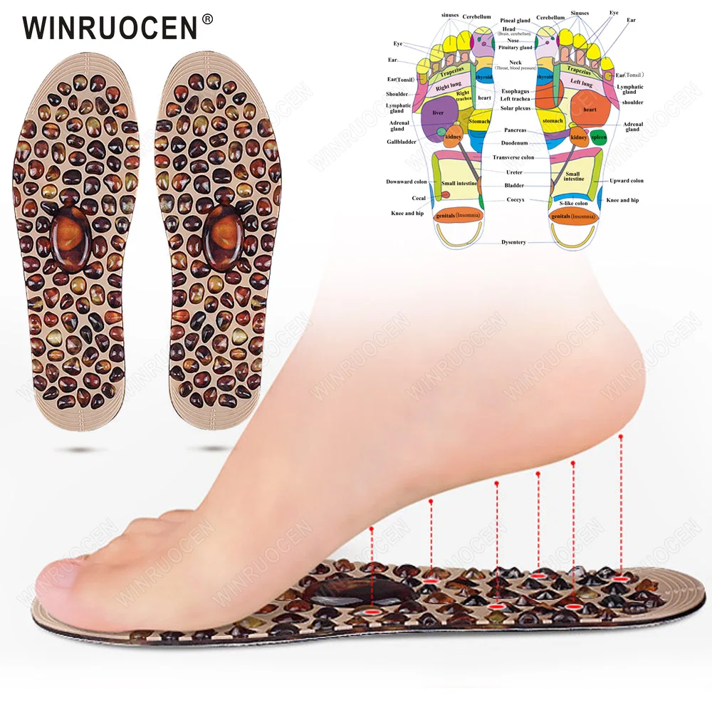 Cobblestone Magnetic Massage Insoles Foot Acupressure Reflexology Pain Relief Shoe Unisex Improve Blood Circulation Insoles