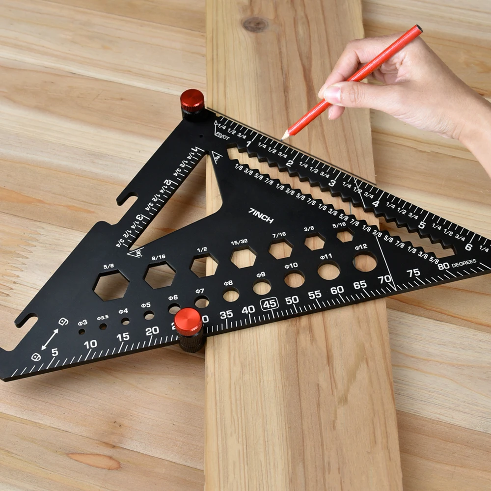 ไม้บรรทัดสามเหลี่ยมพร้อมคลิปเสริมและฐานที่ถอดออกได้