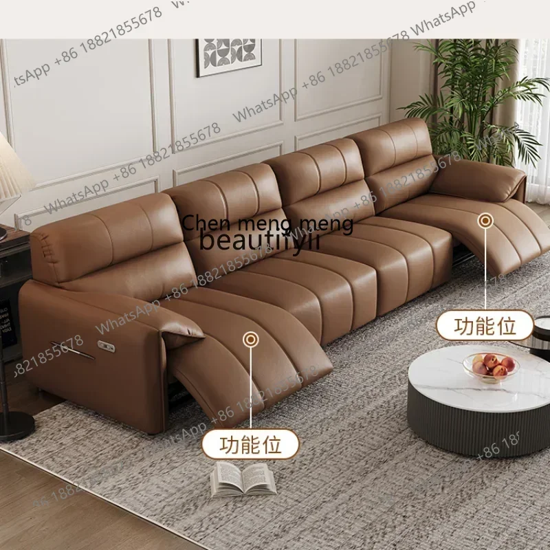 

2003Electric Multi-Functional Space Capsule Leather Sofa High Backrest Italian Minimalist Straight Top Layer Cowhide