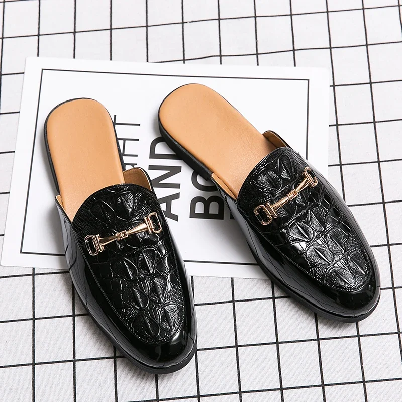 2023 New Men Half Drag Shoes Fashion Casual Slippers Loafers Moccasins Slip on Men Flats Luxury Brand Big Size 38-46 Slides