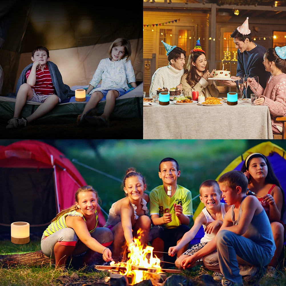 

Wooden Grain Led Night Light Rechargeable Portable Bedside Lamp With Timer Function For Home Office Bedroom Table Decor Light