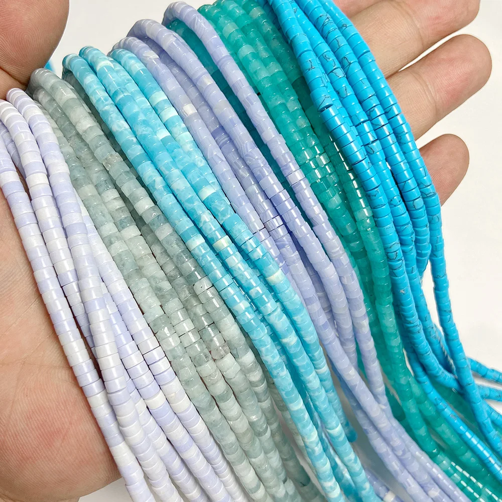 Rondelle Aquamarine Beads Agates Jaspers Abacus Beads Smooth Amazonite Spacer Beads for Jewelry Making DIY Accessories 2x4mm