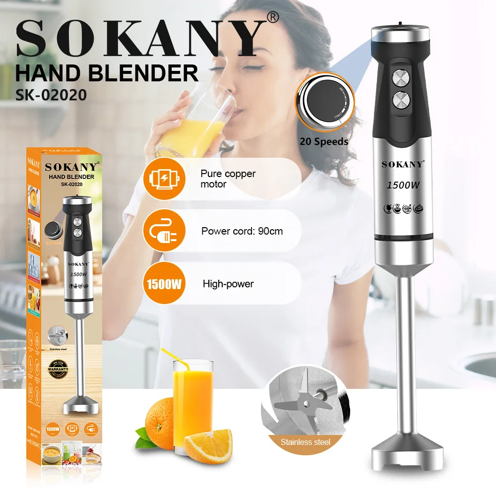

SOKANY 02020 Hand Blender | Multifunctional Stick Blender & Food Processor | Juicer & Grinder for Smoothies and Purees