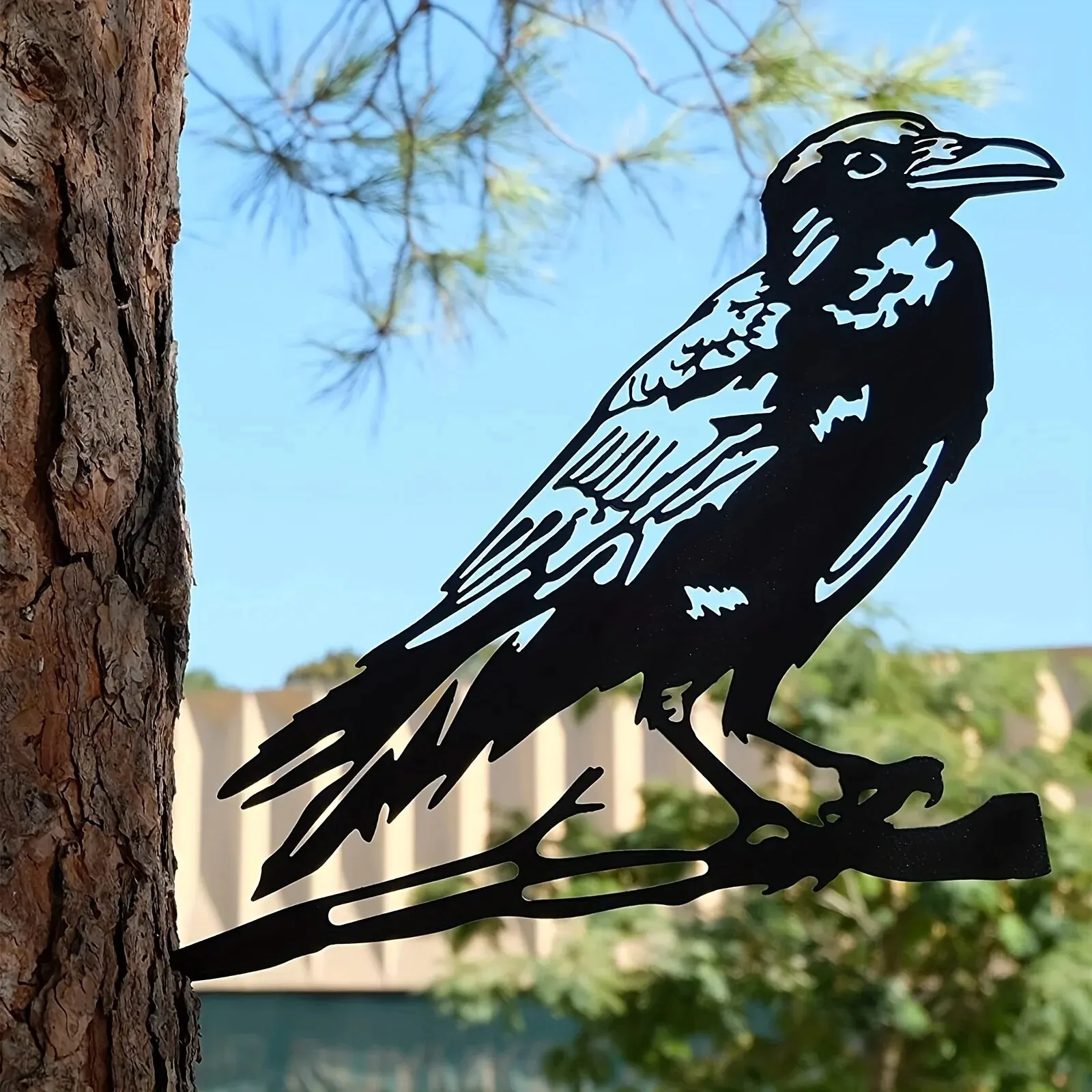 Metal Birds Yard Decor for Tree, Metal Raven/Owl,Steel Art, Garden Sculpture, Outdoor Decorations, Backyard Art, Silhouette Art