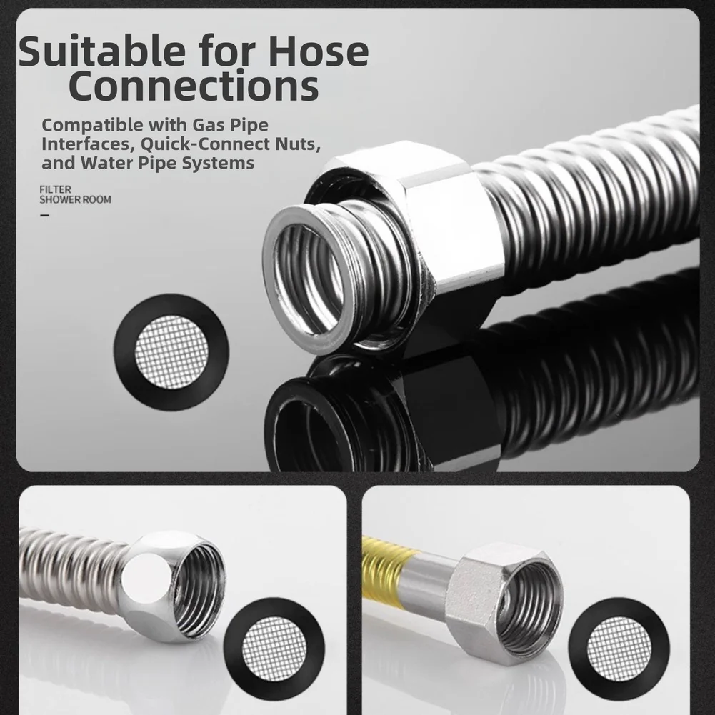 فلتر مياه صنبور شبكي من الفولاذ المقاوم للصدأ 304 متوافق مع رؤوس الدش، مادة مقاومة للتآكل، تصميم سهل التركيب