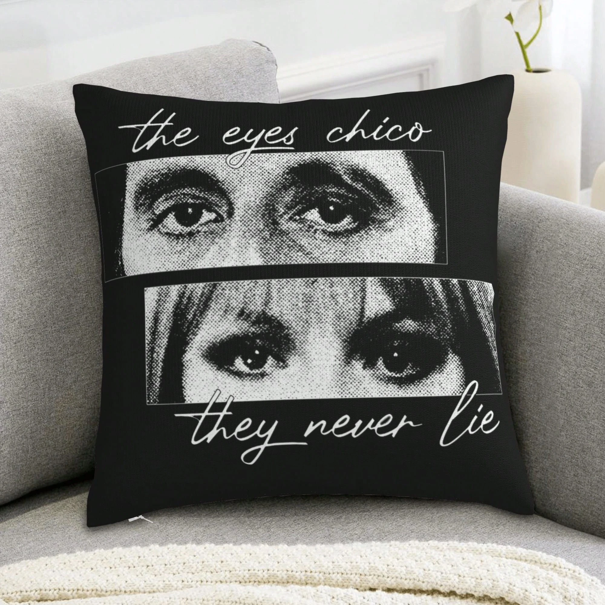 1 Stück The Eyes Chico They Never Lie Kissenbezug, 2D-Doppelseitiger Druck, Polyester-Kissenhülle für Zuhause, Sofa, Auto, Schlafzimmer, Wohnzimmer