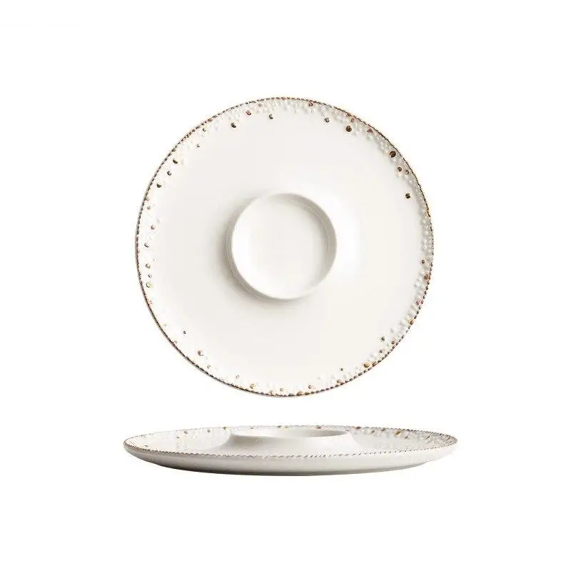 Ceramic Dinner Plate Irregular Texture Phnom Penh Thick Soup Dessert Snack Plates Specialty Tableware