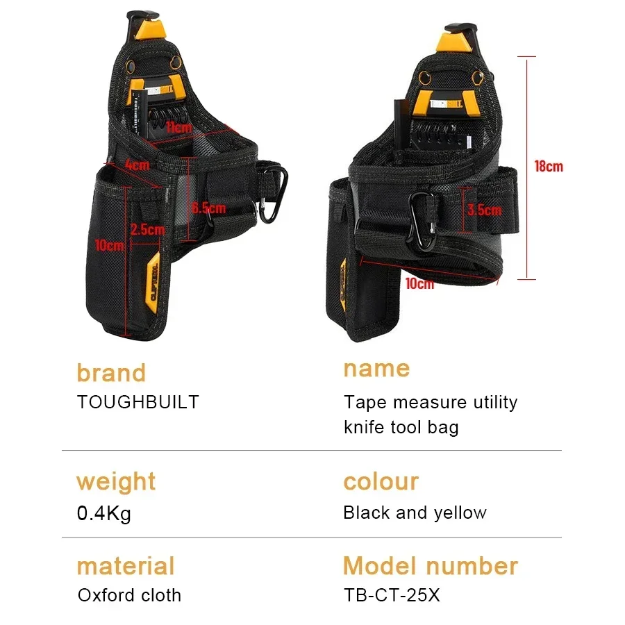 TOUGHBUILT  Tape Measure / Utility Knife Pouch Special Tool Bag (including Notebook + Pencil) Portable Storage Pouch TB-CT-25X