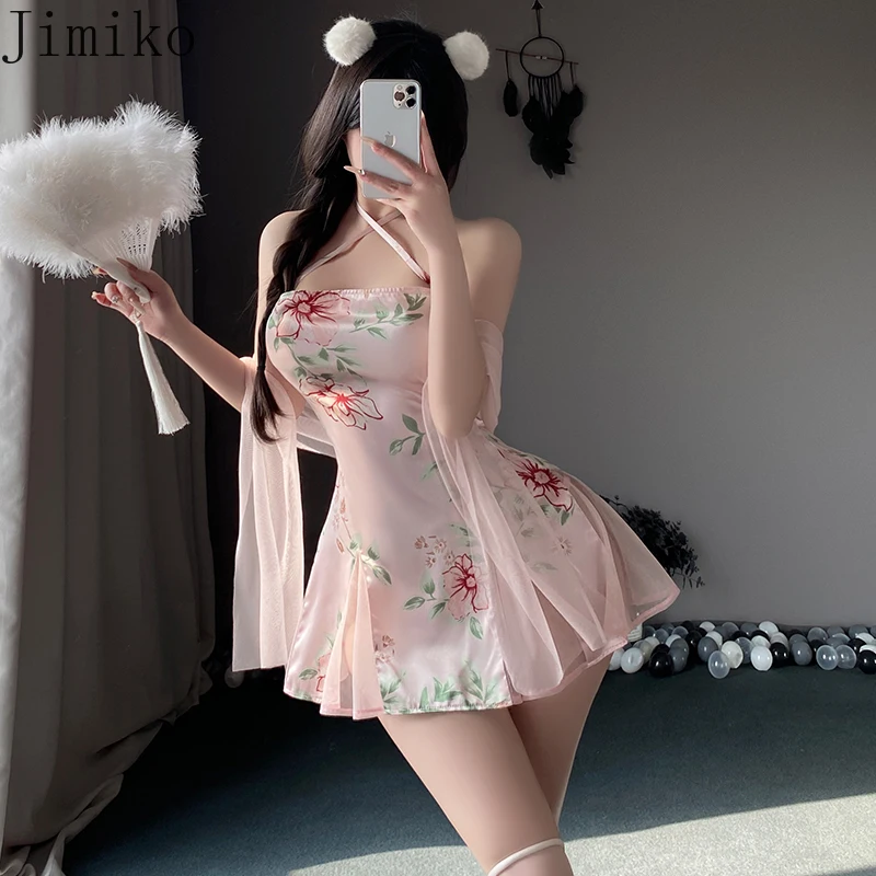 

JIMIKO Women Sexy Pajamas Japanese Anime Sexy Kimono Cosplay Costumes Short Yukata Lingerie Cheongsam Dress Pajamas Sleepwear