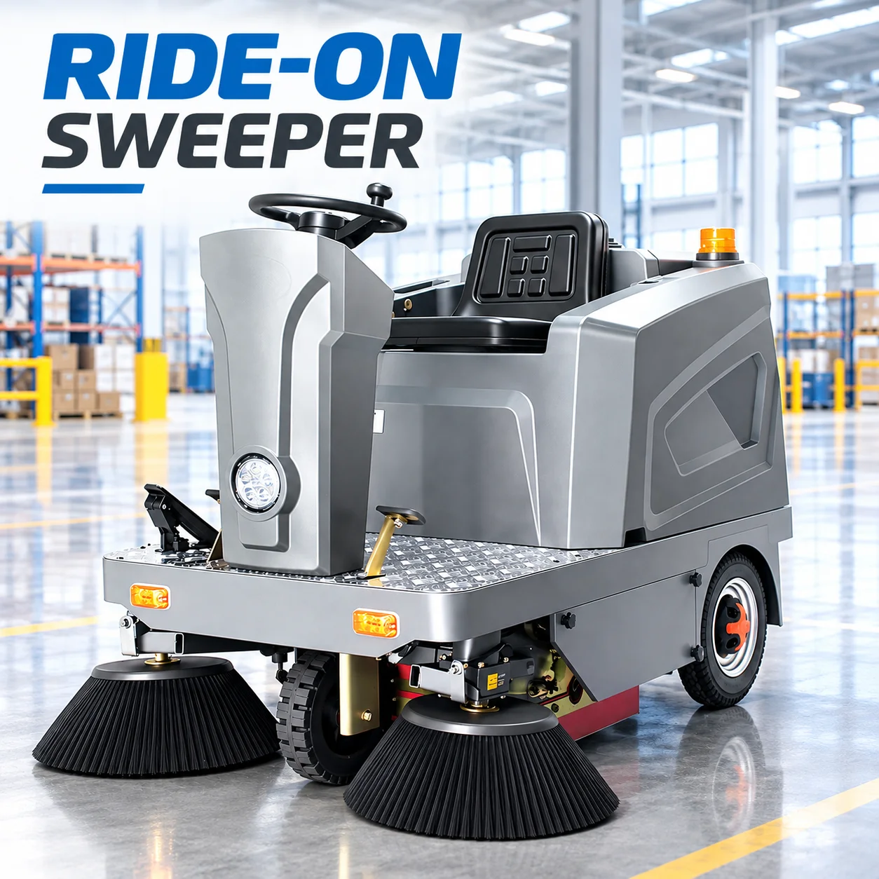 Ride-on Floor Sweeper Industrial Rideable Sweeping Machine Floor Cleaning Equipment for Warehouse Factory Road Parking Lot