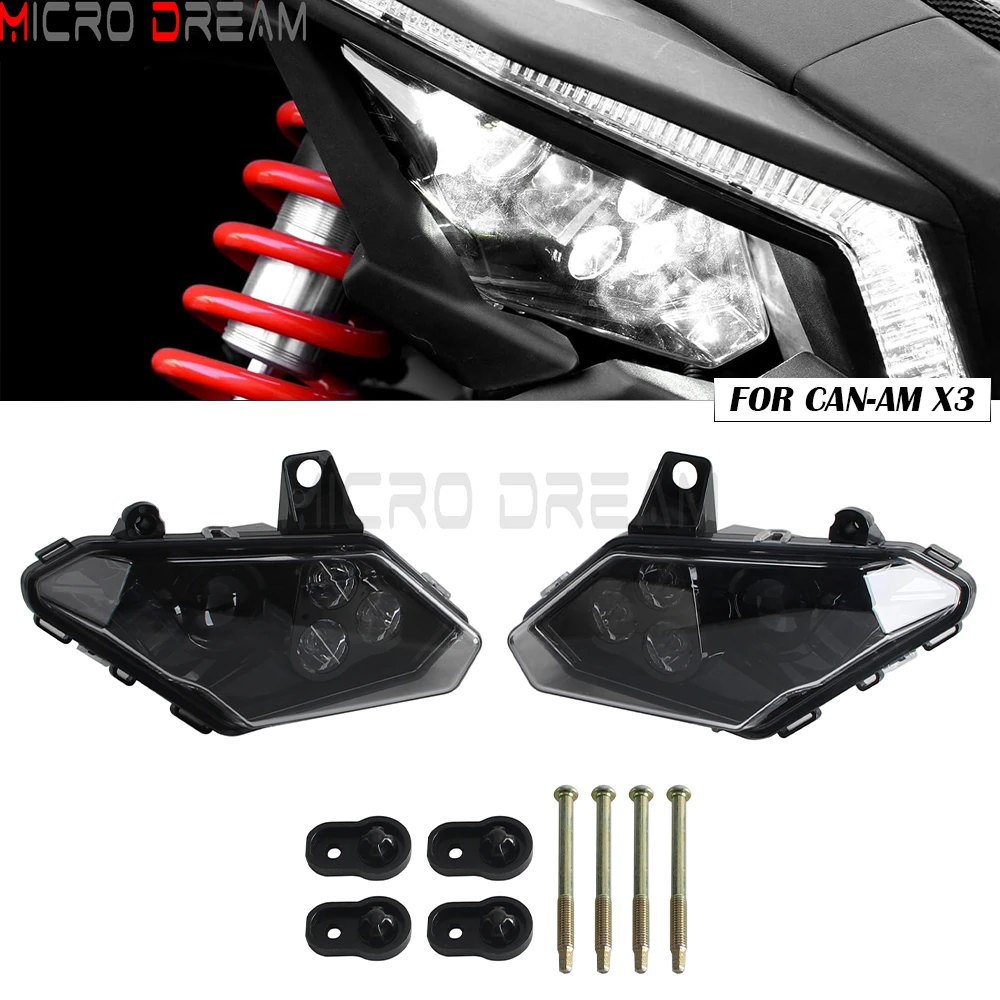 UTV LED Headlights Assembly Front LED Head lamp with High/Low Beam 12V For Can Am Maverick X3 Max XDS XRS R Turbo 2017 2018-2021