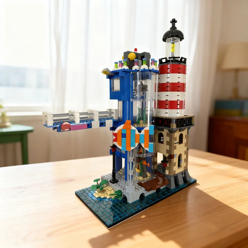 

1009pcs MOC City Lighthouse And Aquarium Ninjia The Movie Model Building Blocks Architecture Christmas Gifts Toy Idea Education