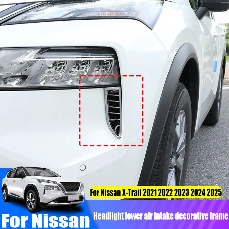 

For Nissan X-Trail/Rogue 2021 2022 2023 2024 2025 headlight lower air intake decorative frame car exterior decoration products