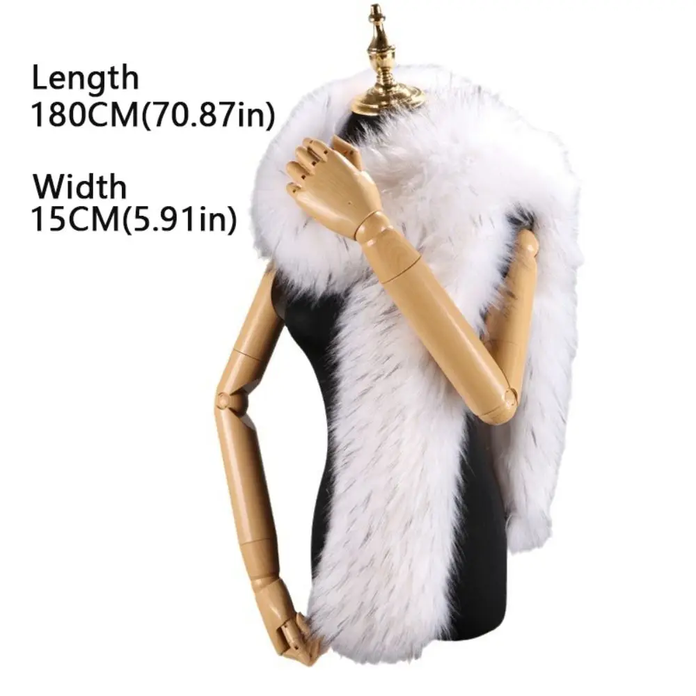 180cm Fake Fur Long Scarf Thick Fluffy Party Luxury Wraps Shawl Fur Decor Outdoor Ladies Neck Warmer Muffler For Women Men