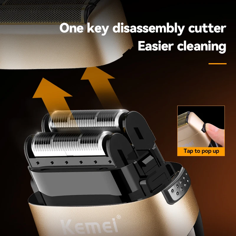 Kemei 3209 Washable Beard Electric Shaver For Men Rechargeable Stubble Electric Razor Head Shaving Machine Balds 3-Blades System