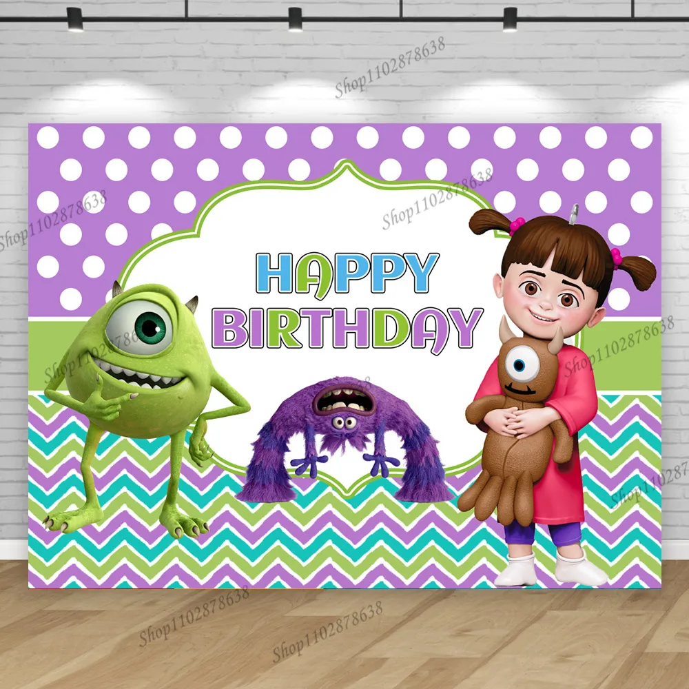 Monsters Inc Boo Backdrop Baby Birthday Party Girl First Background Mike Wazowski Pink Cake Baby Shower Banner Decortions Poster