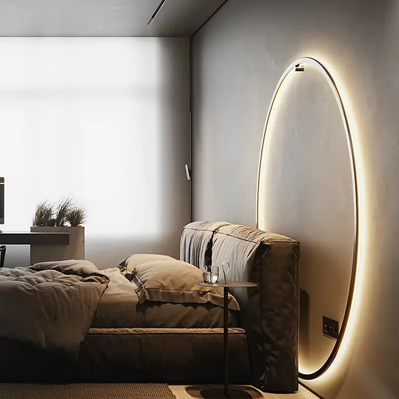 

Minimalist Round Background LED Wall Lamp Black Modern Home Interior Decorative Wall Living Room Hotel Wall Bedside Lighting