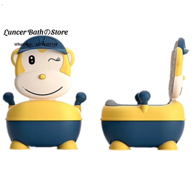Silla de Inodoro para Bebés con Diseño de Mono de Dibujos Animados, Asiento de Inodoro Antideslizante para Niños, Asiento de Inodoro para Niños Pequeños con Protector Contra Salpicaduras para Niños y Niñas
