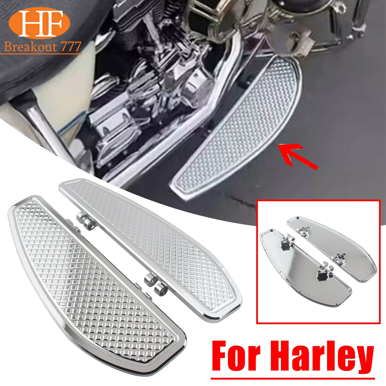 For Harley 12-16 FLD 86-17 FL Softail 88-Up Touring  Driver Floorboards Rider Footboard Large Foot Rests