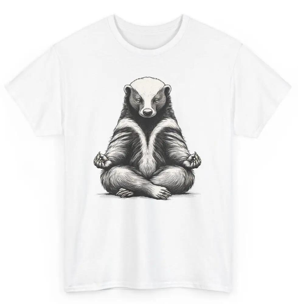 Honey Badger Doing Yoga Funny T-shirt - Novelty Meditation Men Women Graphic Tee  Tees High Quality 100%Cotton Short Sleeve