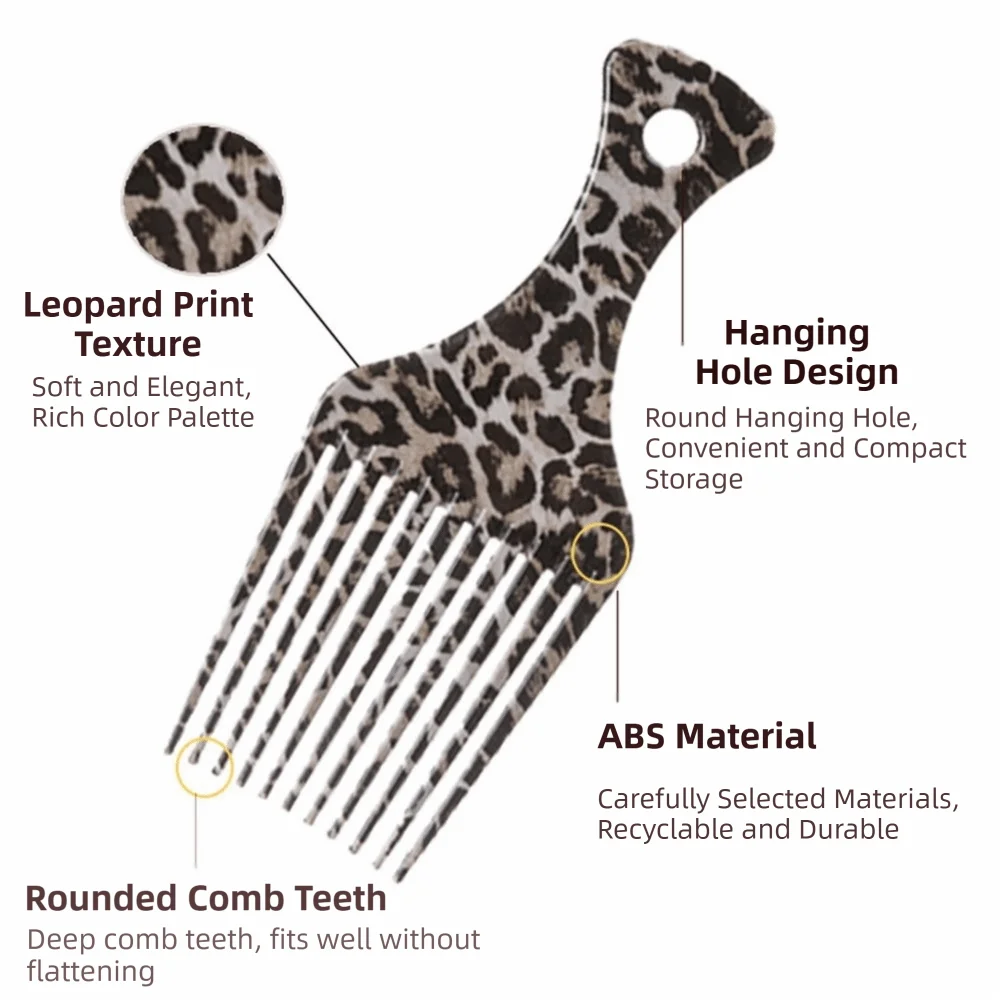 3Pcs Leopard Print Hair Styling Tools Set Dual-Ended Hook Wide Tooth Barber Comb Pin Tail Comb Anti-Static Hair Comb Set