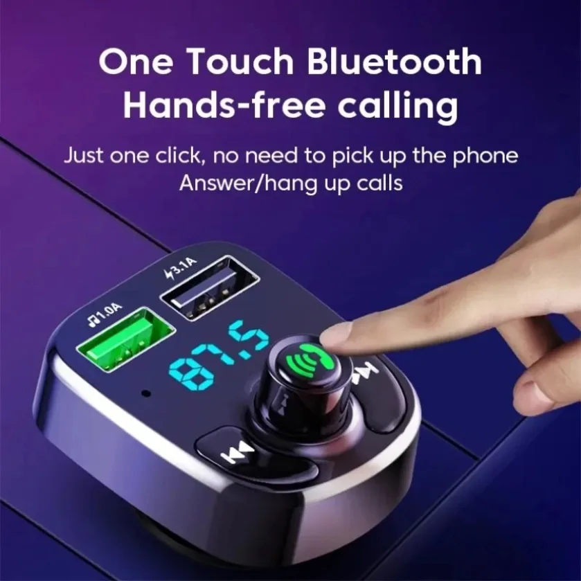 XIKCU LED MP3 بلوتوث FM استقبال الصوت حر اليدين بلوتوث 5.0 الارسال 2.1A 3.1A QC3.0 نوع C المزدوج USB سيارة عدة شاحن