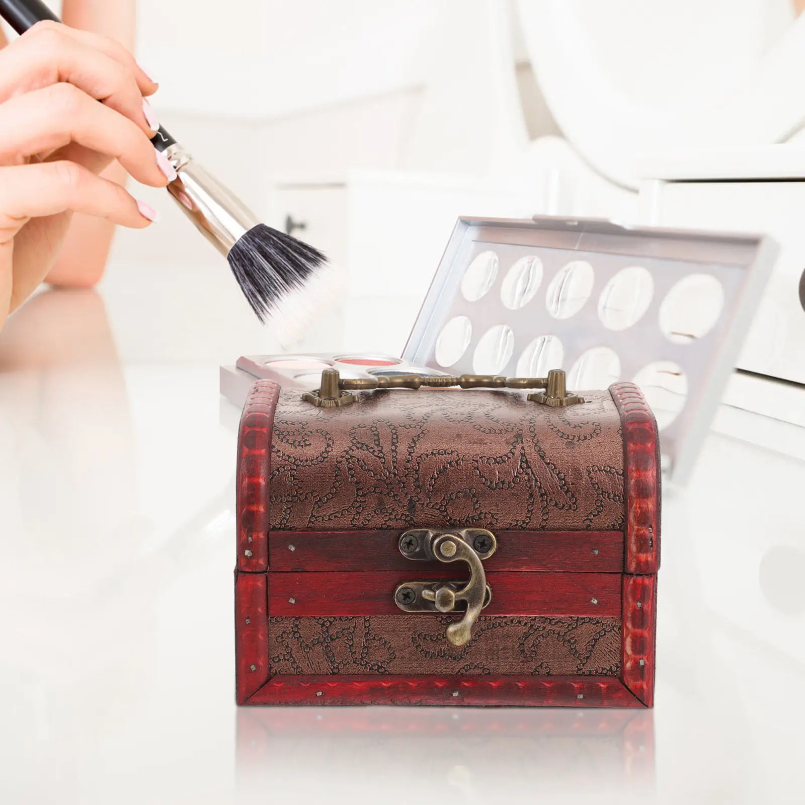 2Pcs Vintage Wooden Jewelry Box Large Capacity Trinket Organizer Jewelry Holder Small Storage Case for Earrings Necklaces