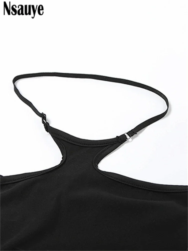 Nsauye Zwart Sexy Streetwear Mode Casual Dames Trainingspak Slanke Club Crop Tops En Uitgesneden Zomer Y 2K Lange Broek Tweedelige Set