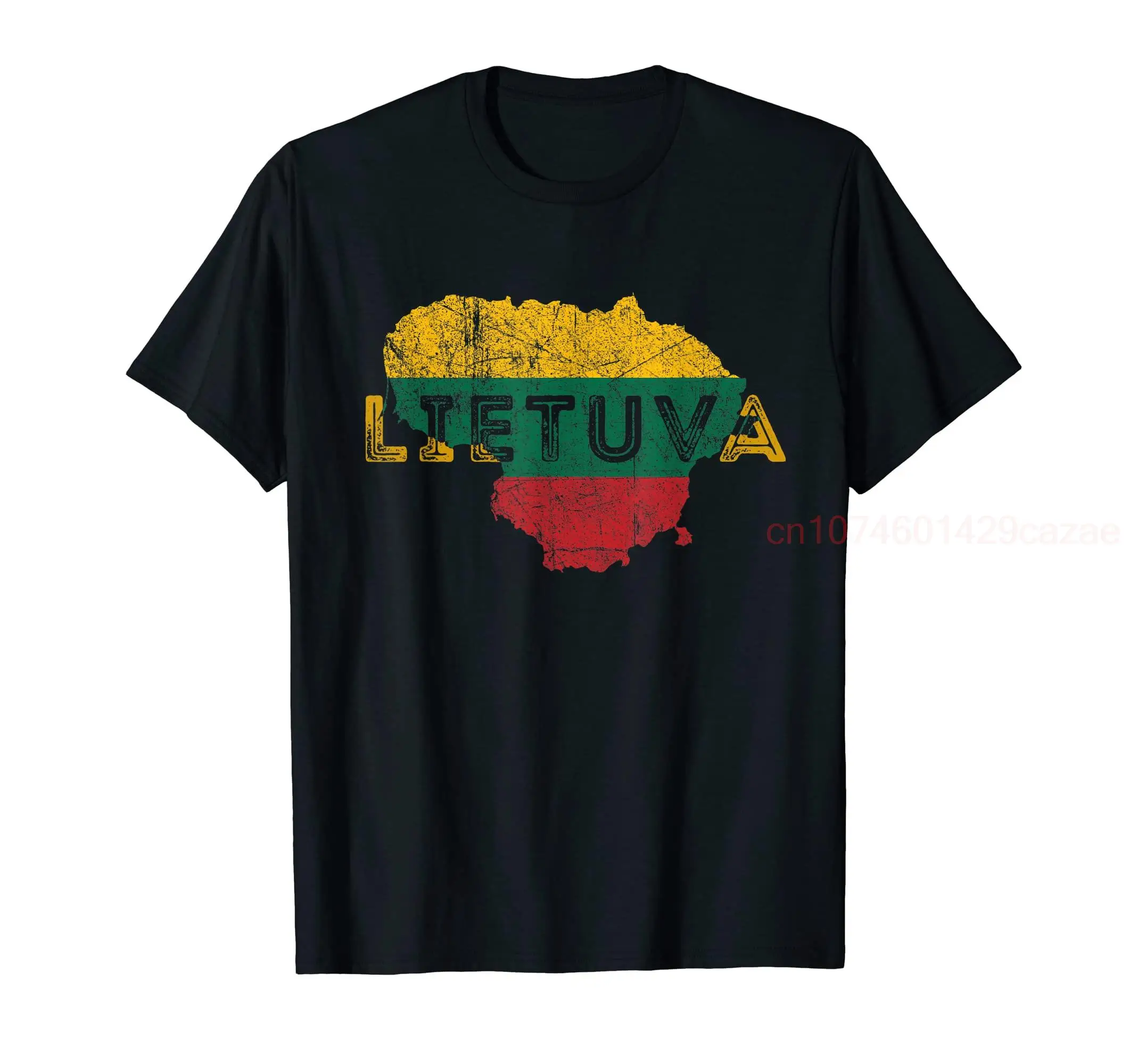 

100% Cotton Vintage Lithuanian Map and Flag Souvenir Distressed Lietuva Summer T-Shirt MEN WOMEN Fashion Print T Shirts For Gift