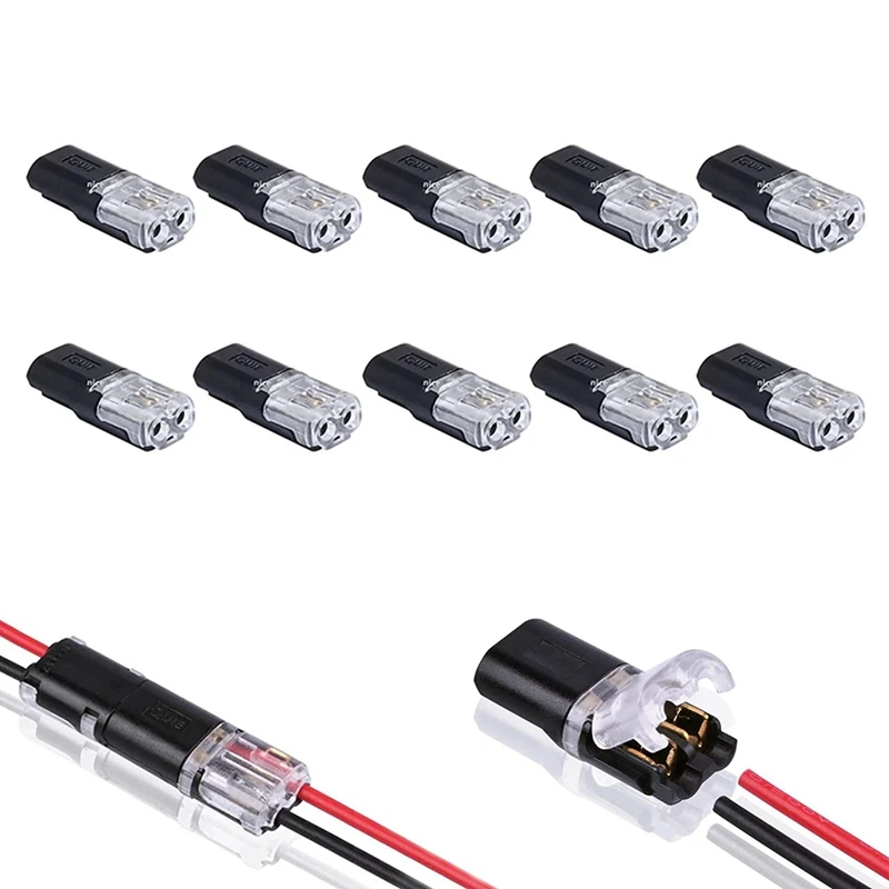 Double-Wire Plug-In Connector With Locking Buckle,Pluggable Connectors 2 Pin 2 Way Universal Compact Wire Terminal