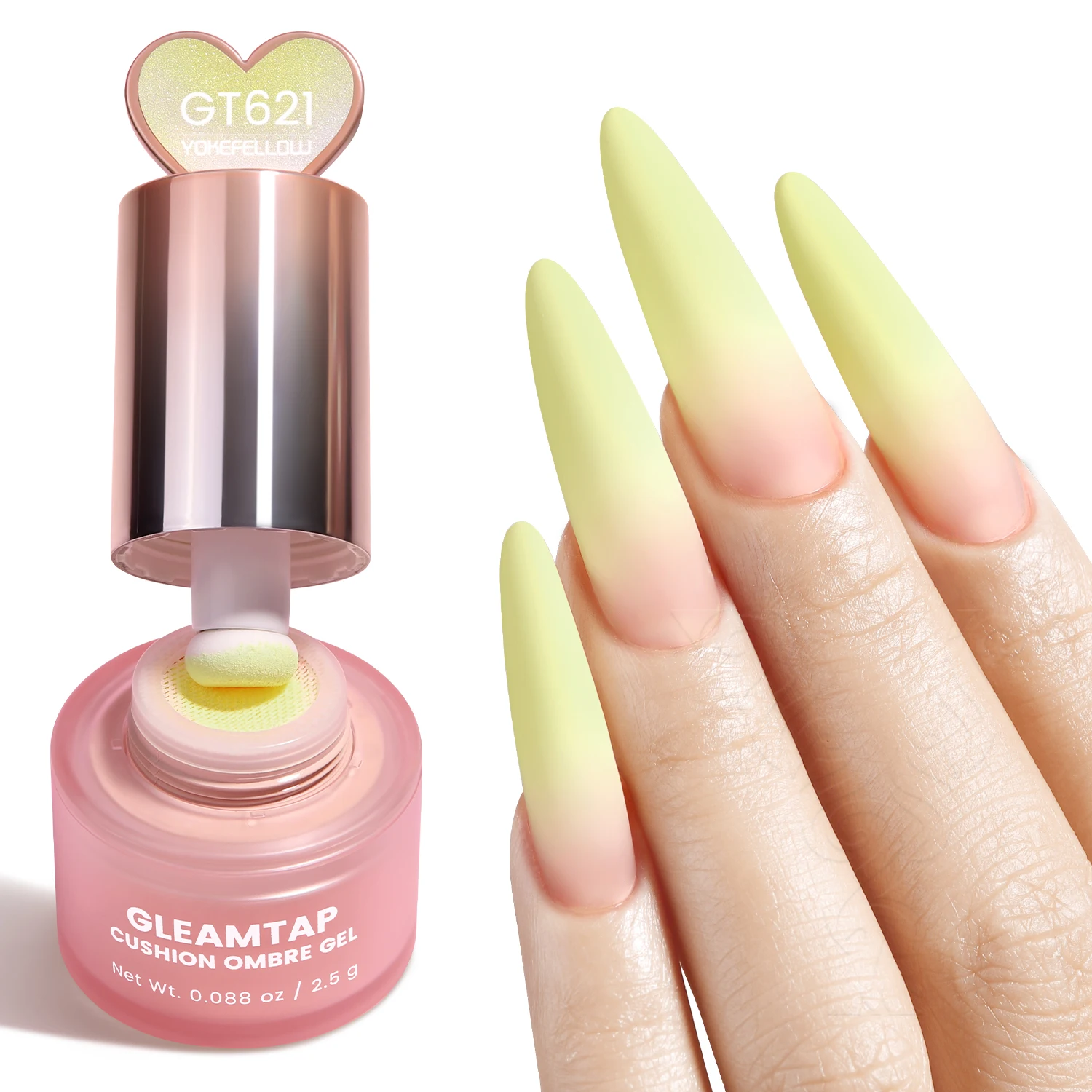 YOKEFELLOW GleamTap Cushion Ombre Painting Gel Schwämme Neon-Orange Hochpigmentiertes No-Wipe Gradient Pat Pat Gel Polish GT624 – Detail 23