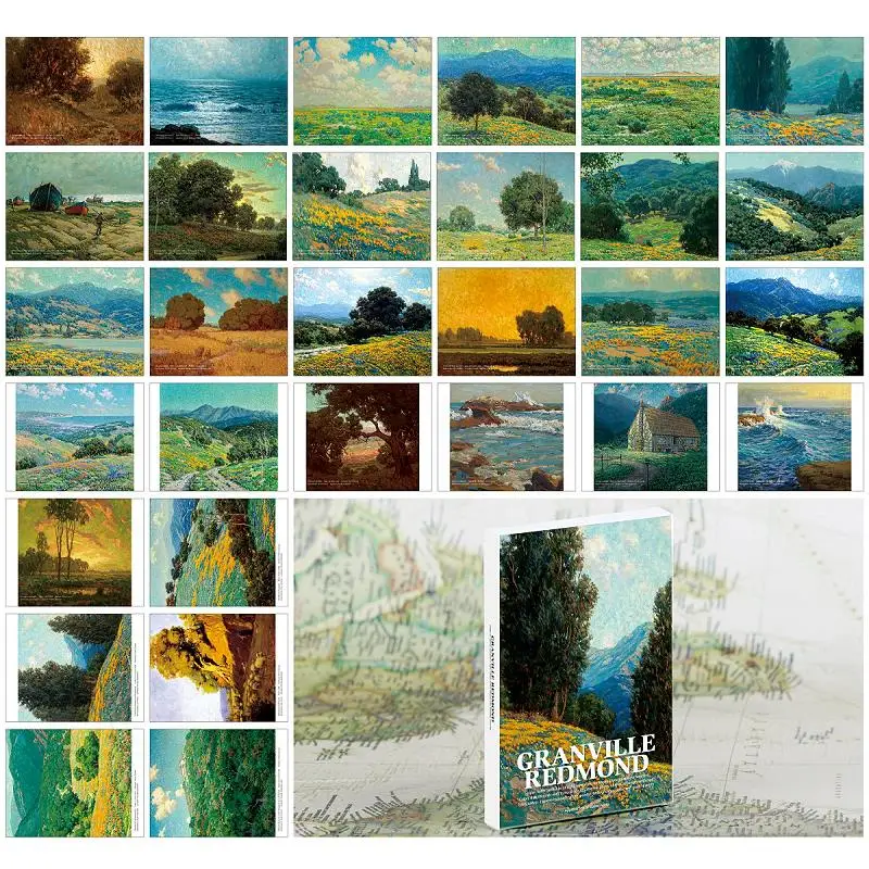 

30Pcs Granville Redmond Impressionist Postcards | Vintage Pastoral Landscape Oil Painting Greeting Set