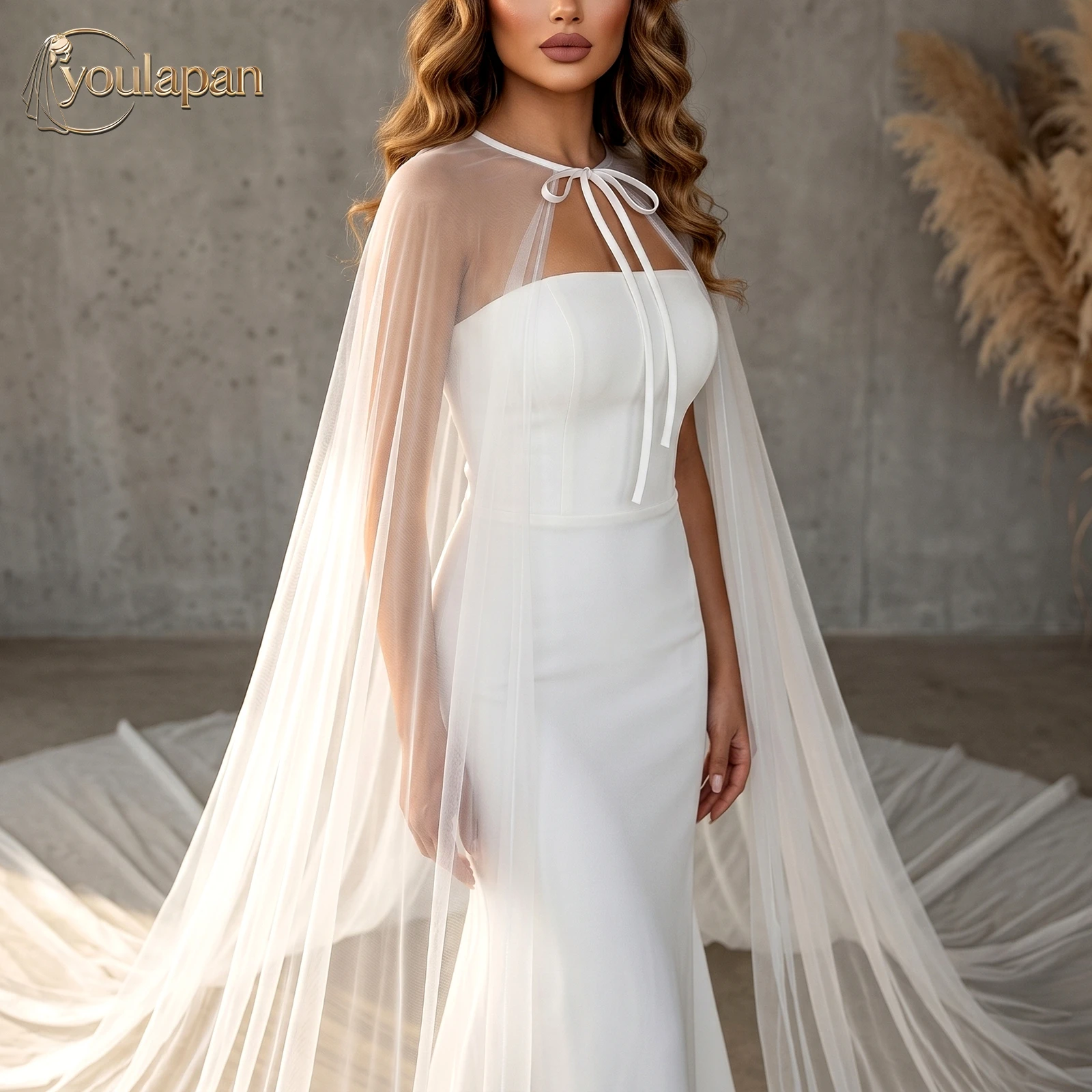 TOPQUEEN Capa de Novia para Boda, Bolero para Mujer, Capa Blanca para Vestido de Novia, Abrigo para Boda, Capa para Vestido de Fiesta Vg16