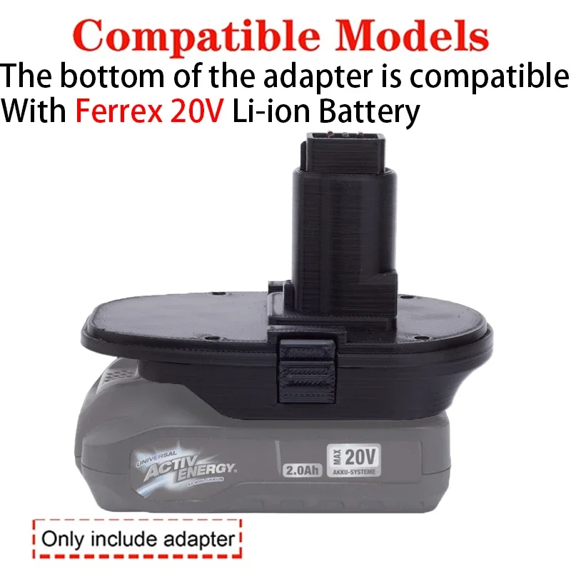 Battery Adapter/Converter for DeWalt Ni-Cd Ni-Hi tools to Ferrex 20V Li-Ion Battery Adapter Power Tool Accessory