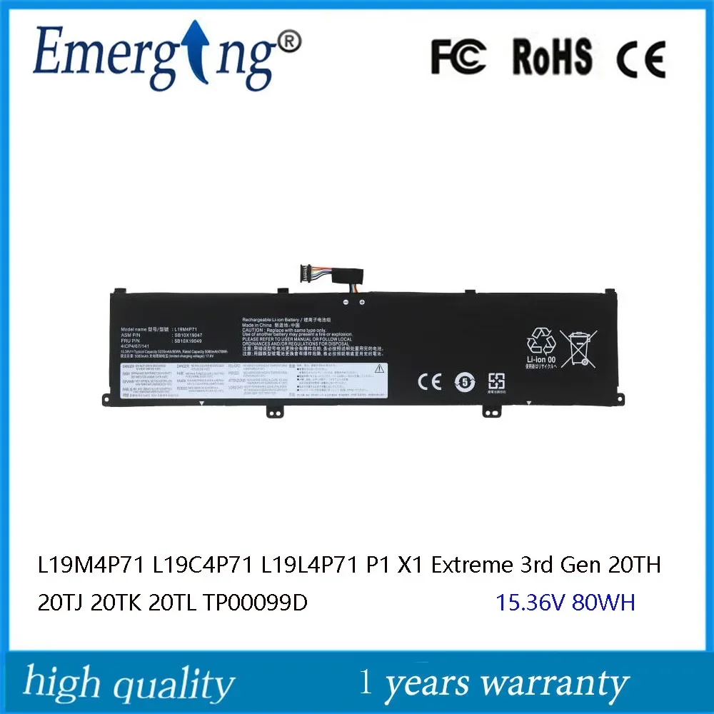 Imagem -01 - Bateria do Portátil para Lenovo Thinkpad Thinkpad p1 x1 Extreme 3rd Gen 20th 20tj 20tk 20tl Tp00099d L19c4p71 L19l4p71 L19l4p71 15.36v 80wh bateria do portatil para lenovo thinkpad thinkpad p1 x1 extreme 3rd gen 20th 20tj 20tk 20tl tp00099d l19c4p71 l19l4p71 l19l4p71 1536v 80wh 01