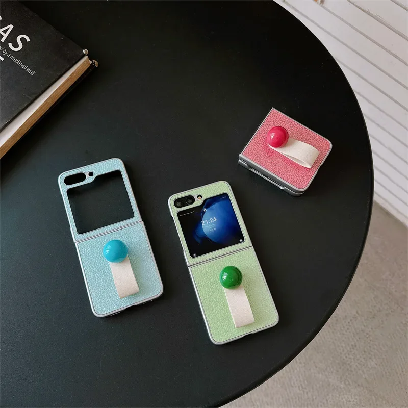 Frisse Kleuren Ringgesp Telefoonhoesje Voor Samsung Galaxy Zflip3 Zflip4 Zflip5 Zflip6 Harde Pc Back Cover Voor Z Flip 6 Case Shell