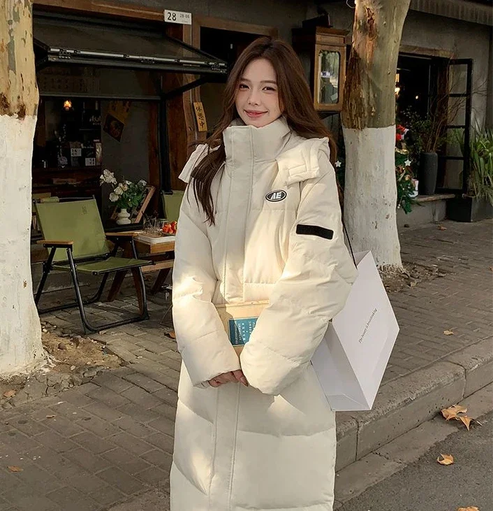 Winter New Style Korean Style Loose and Explosive Padded Jacket Women's Fashion Mid-length Over-the-knee Down Padded Jacket