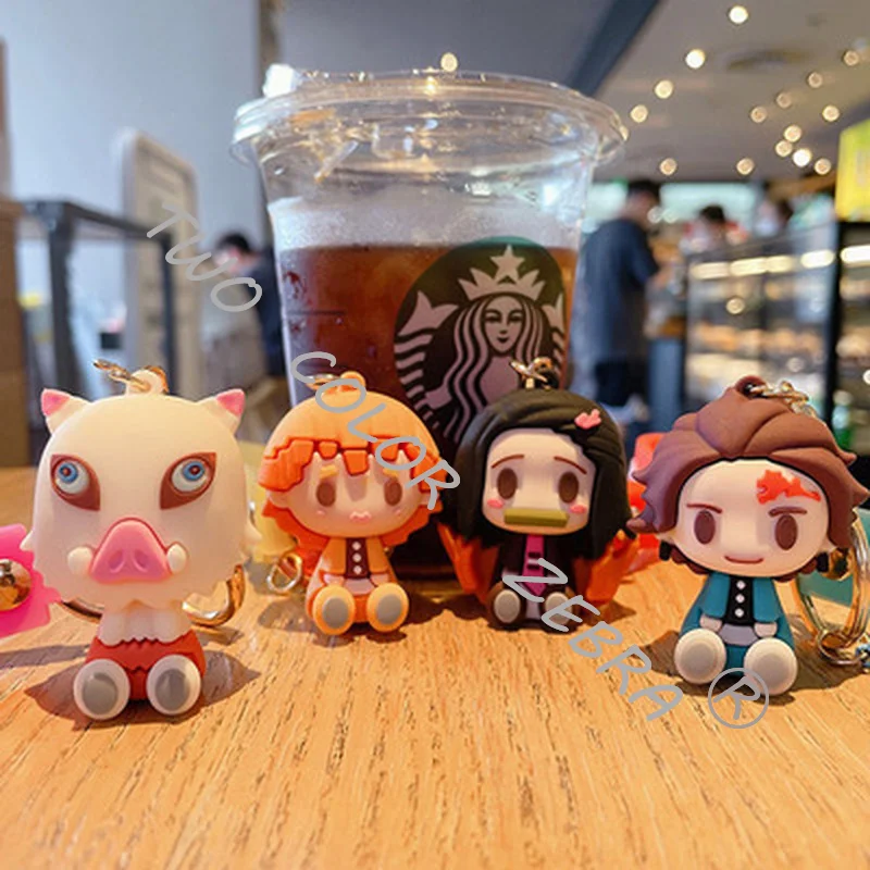 Kreskówka figurka Anime wisiorek Kamado Tanjirou Nezuko Agatsuma Zenitsu breloczek damski Dackpack wisiorek do samochodu breloczek