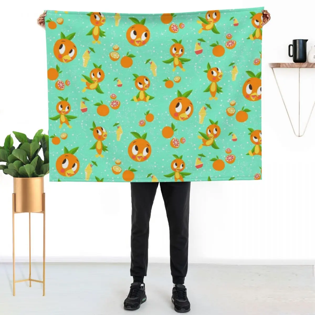 Orange Bird with Dole whip Throw Blanket Plush Hairys Winter beds Single Large Heavy Blankets