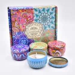 Set Of 4 Scented Candle Boxes (4 Fragrances) , Candles For Stress Relief, Relaxation, Yoga, And Holiday Gifts，Color box packing