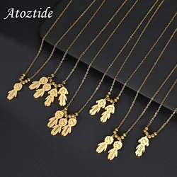 Atoztide Personalized Custom Children Name Kids Pendant Necklace Stainless Steel for Boy Girl Engrave Link Chain Jewelry Gift