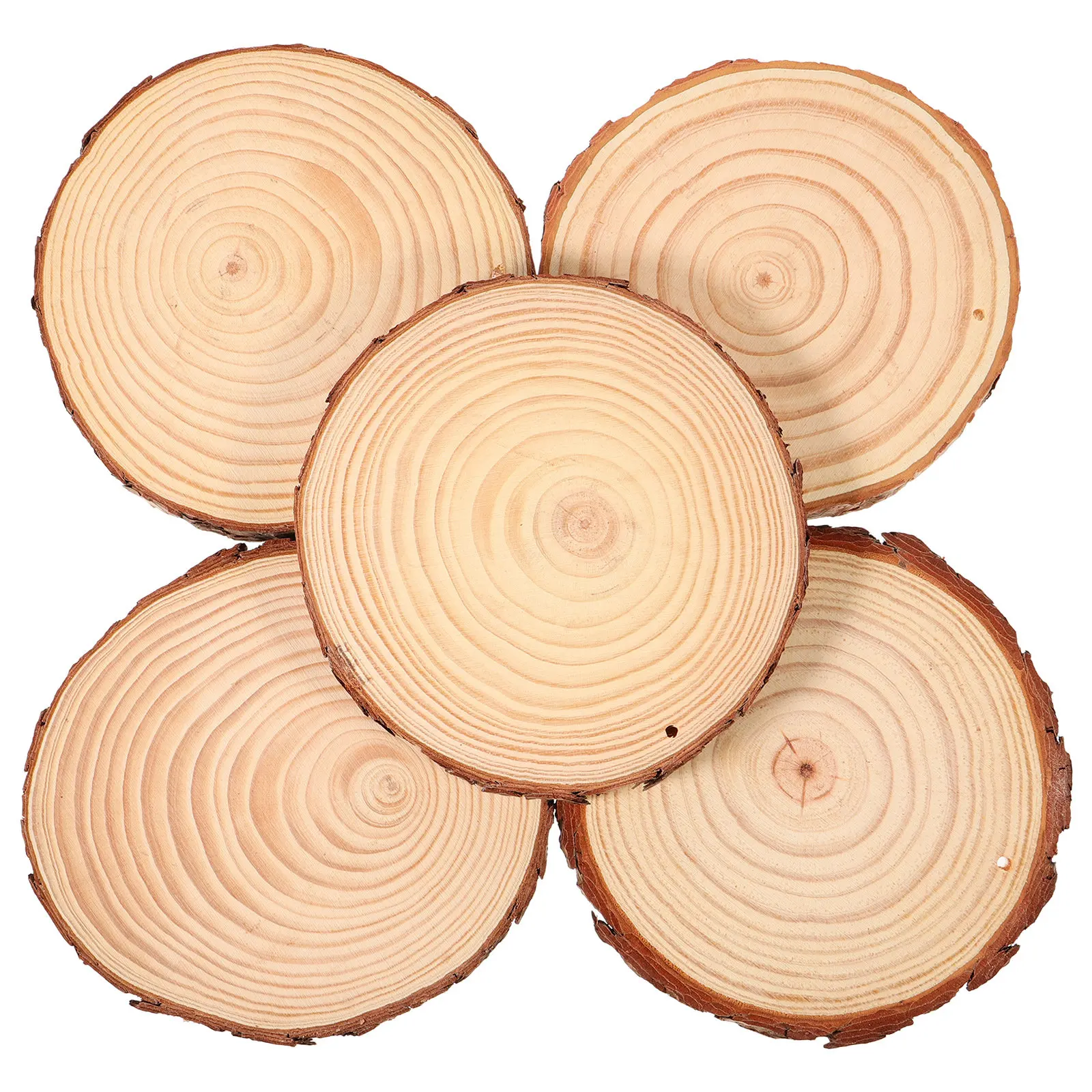 5Pcs Wooden Round Wood For For Christmas Crafts Christmas Decor Blank Natural Slices 14-15Cm Rustic