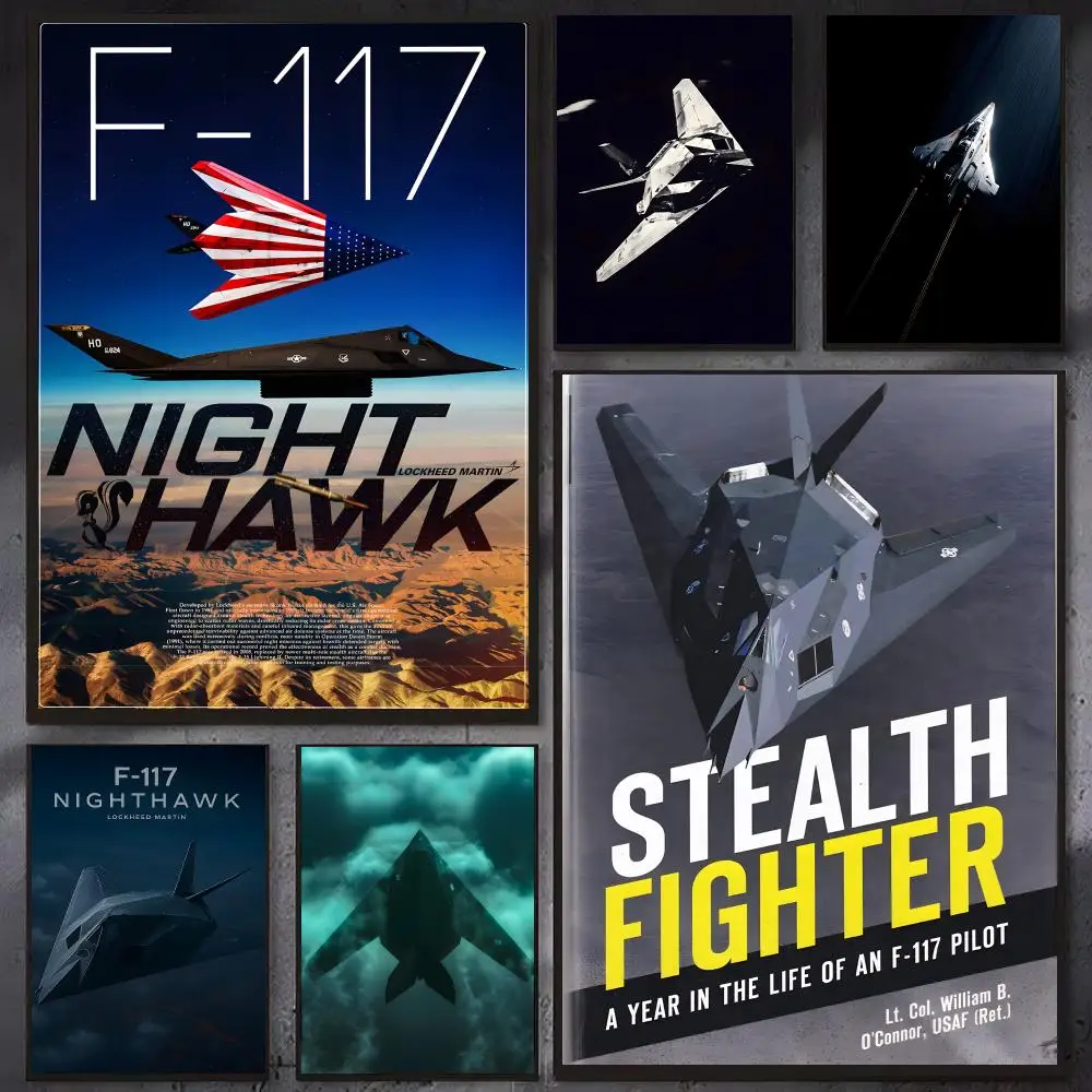 Stealth Aircraft F-F117 Nighthawk Poster Wall Ornament Home Decor Young Decor Fans