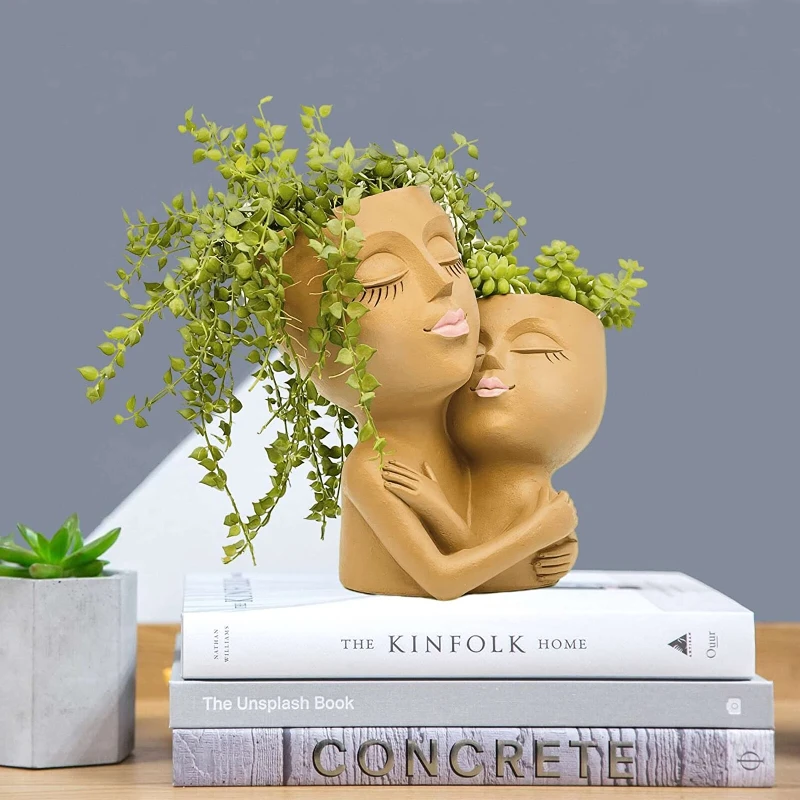 Girls Face Flower Pot Resin Women Head Vase Mother Love Succulent Flowerpot Garden Pots & Planters Home Decoration Outdoor