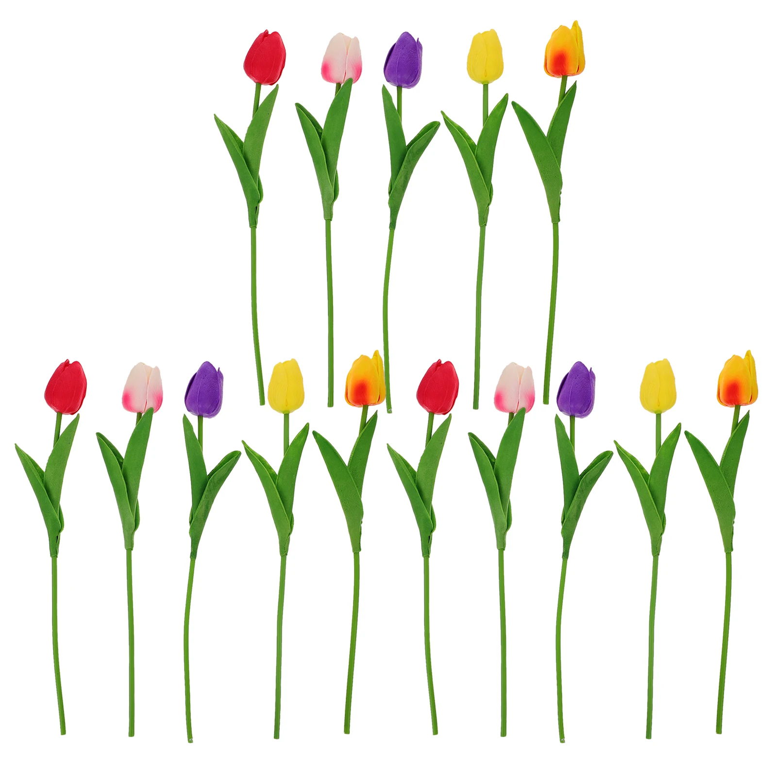 

15pcs Artificial Flower Bouquet Lifelike Fake Tulips Indoor Decor Romantic Adornment Photography Prop Home Accessory Simulated