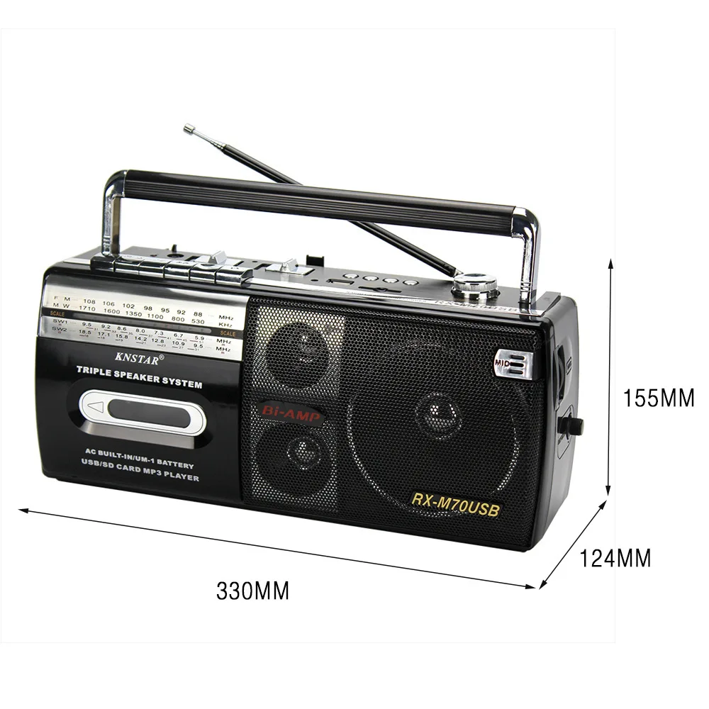 Imagem -05 - Portátil Vintage Retro Usb Multiband Radio Stereo Bluetooth Boombox Mp3 Audio Cassette Gravador de Fita am fm sw Recorder Rádio sem Fio