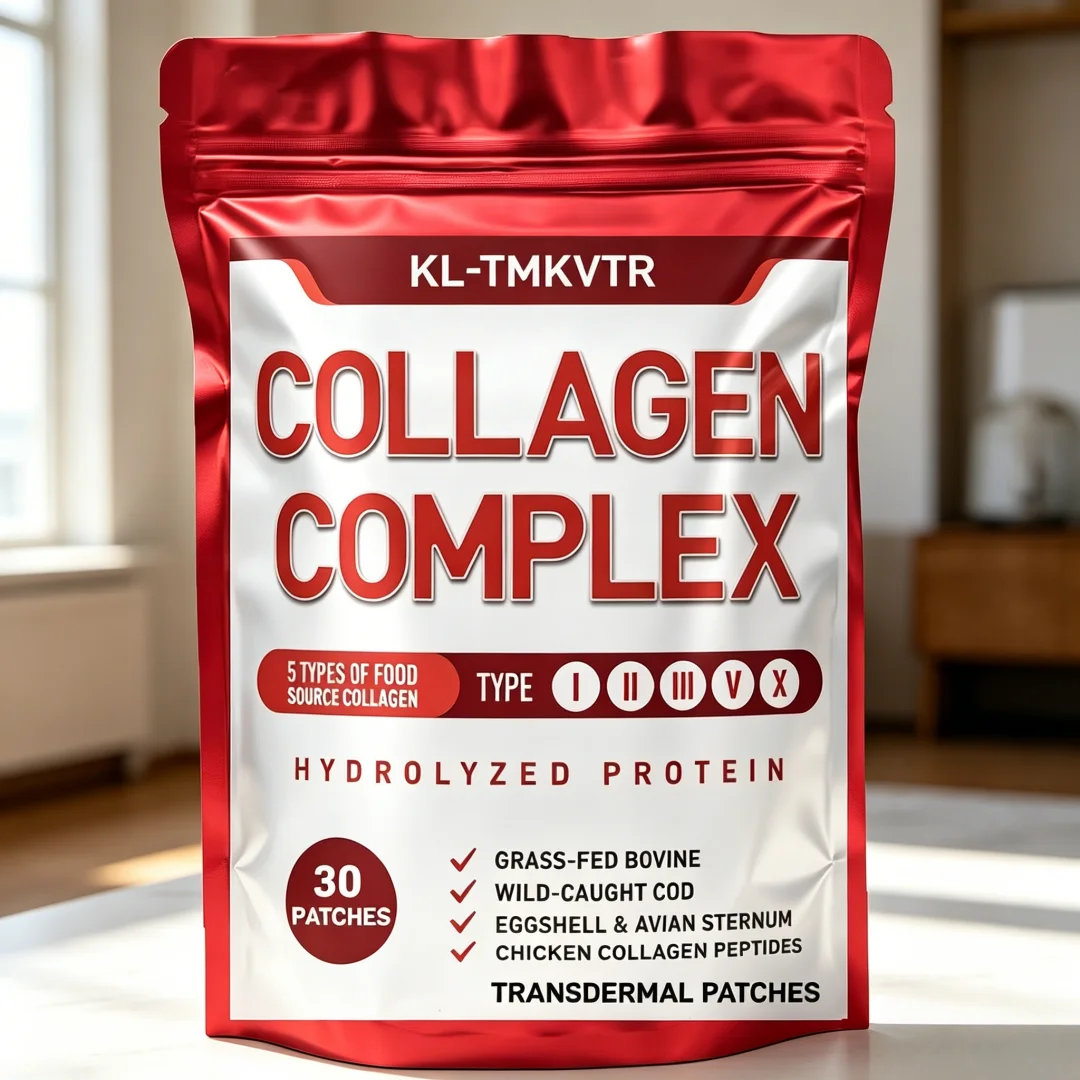 30 Patches Multi Collagen Peptides Transdermal Patches (Types I, II, III, V, X) - Hair, Skin and Nails, Digestive & Joint Health