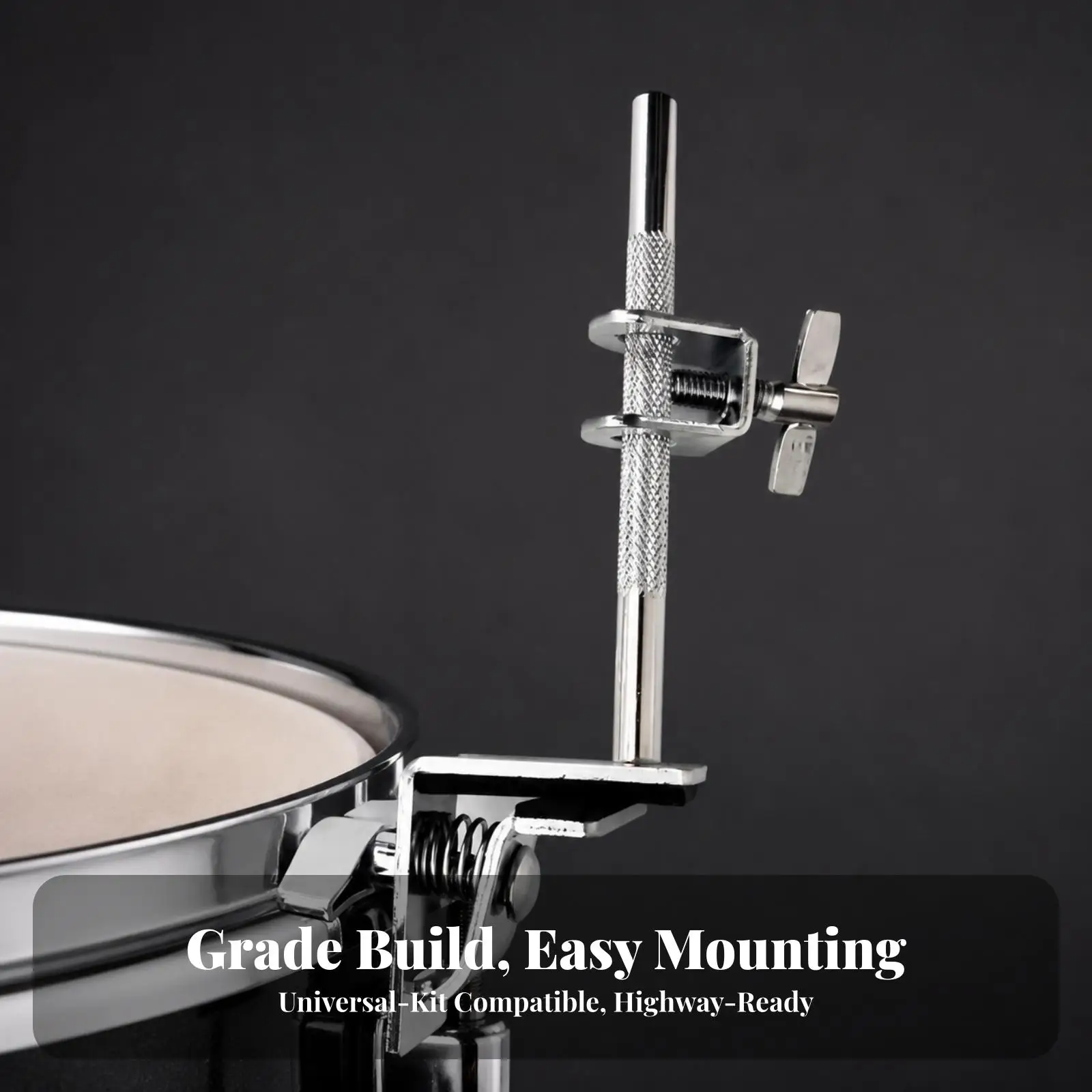 Heavy Duty Steel Cowbell Mount for Bass Drum Hoop Adjustable Height Angle Percussion Cowbell Clamp