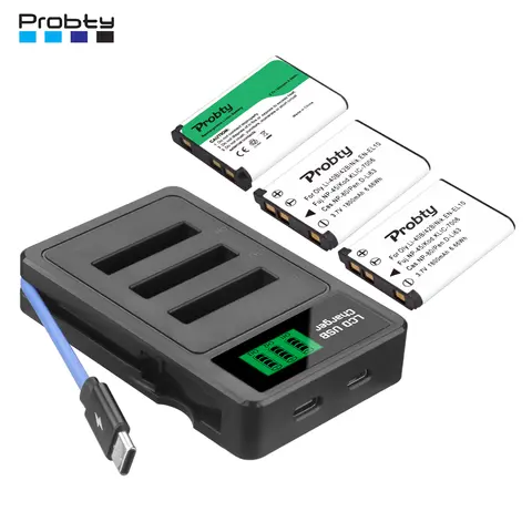 EN-EL10 Li-40B Li-42B NP-80 Klic-7006 Battery 1800mAh and 3 Slot Charger for Olympus Li 40B 42B  FinePix XP70 XP60 XP50 T550